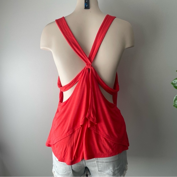 NEW BCBGMaxazria Lucille Top Tank Deep V Plunge Drapey Tank Shirt Coral Pink - Picture 8 of 9